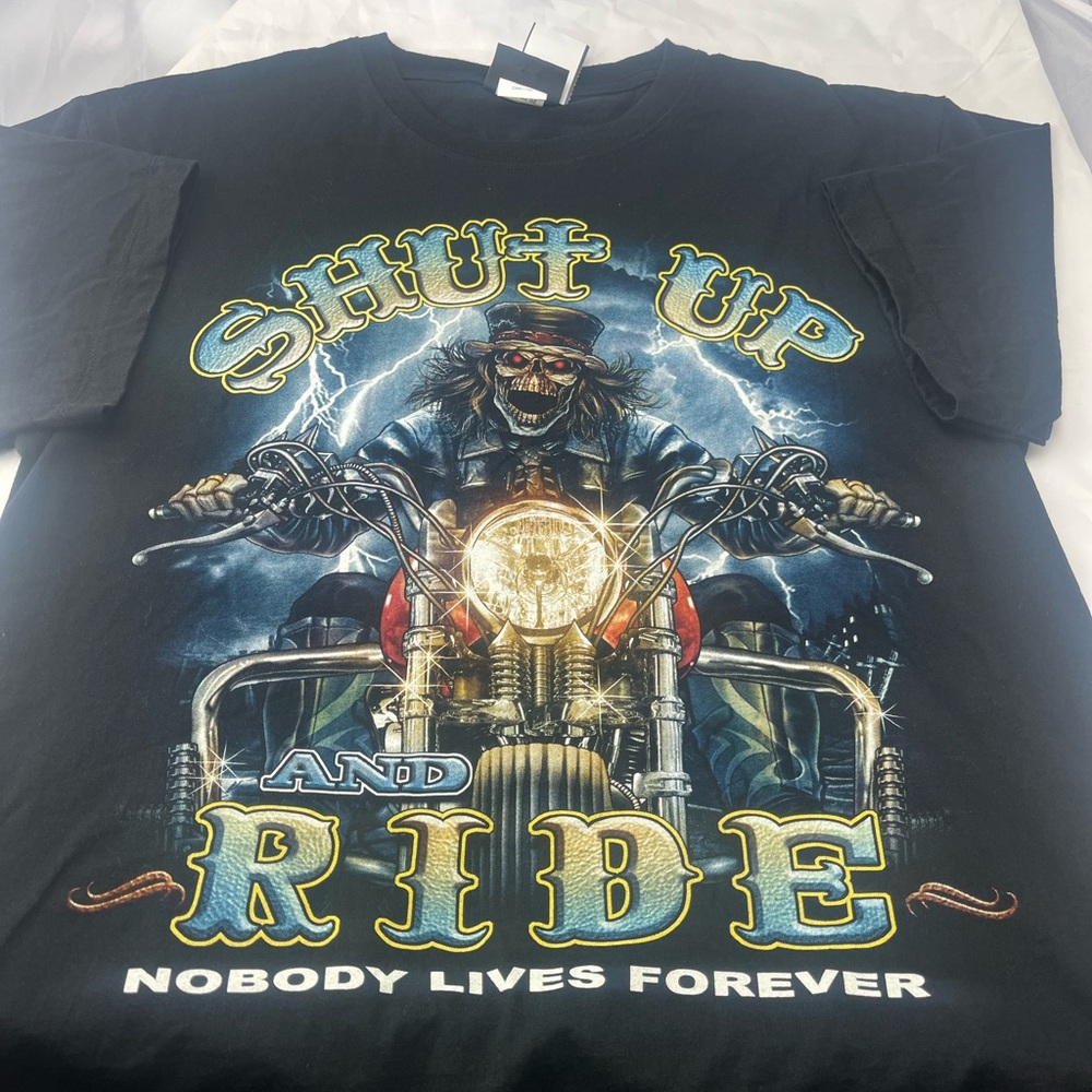 Shut up and Ride Motorcycle T Large